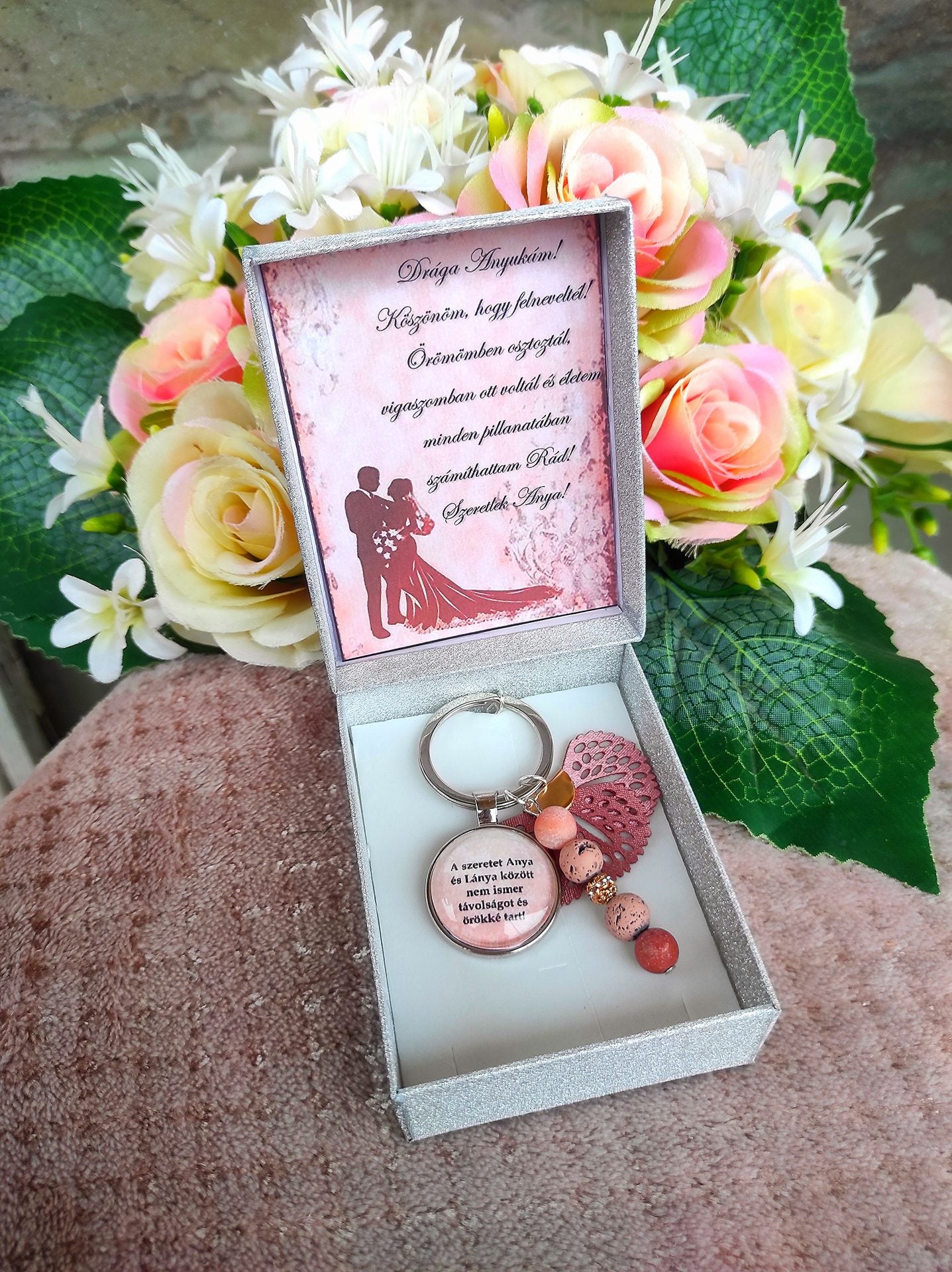 Anya lánya/ fia szeretet kulcstartó